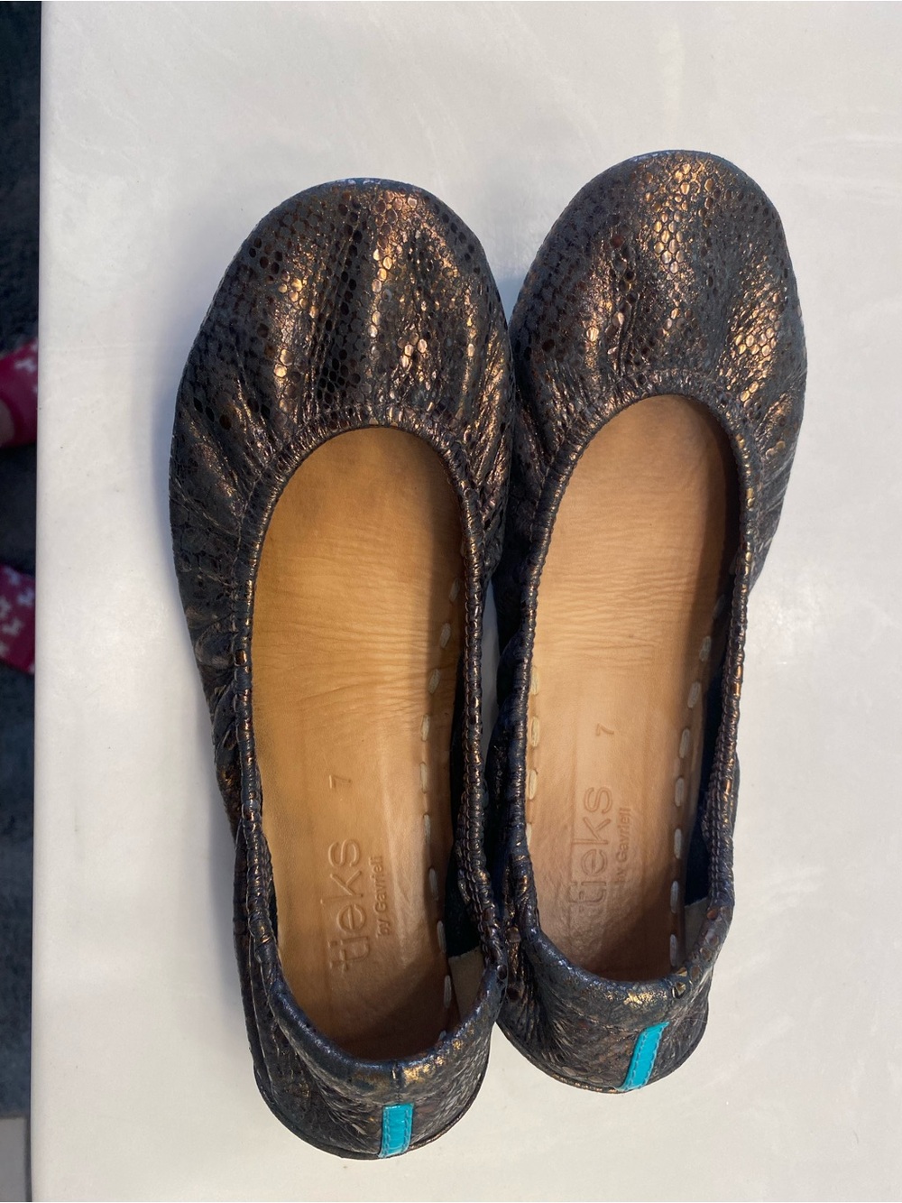 Tieks Women's Metallic Textured Ballet Flats in Ember - Picture 1 of 8